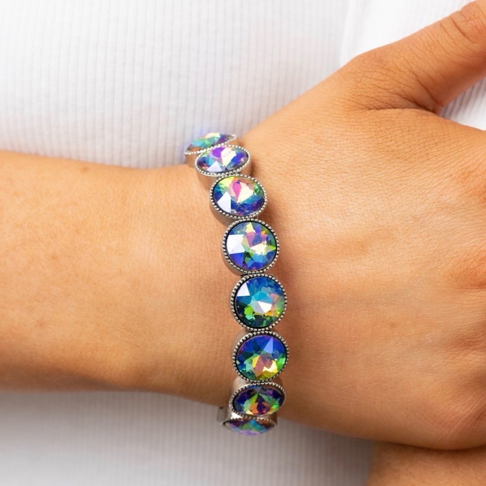 Paparazzi Silver Bracelet with Iridescent Blue Accents